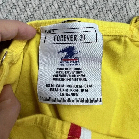 USPS x Forever 21 Womens Top Sz M Yellow Tank Cropped Priority Mail Cami NWT - Picture 3 of 10